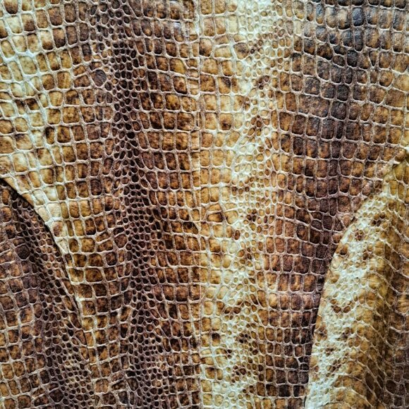 Women's Vintage Genuine Look Crocodile Skin Embossed Texture Long Blazer/Coat - Picture 4 of 9